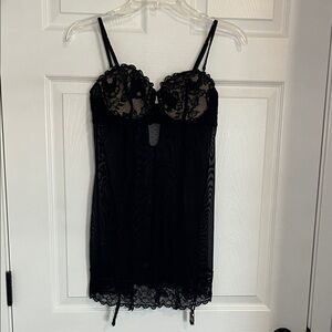 Victoria’s Secret Very Sexy Black Lace Slip with Garters